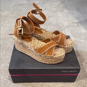 Vince Camuto Brown Wedge Sandals
